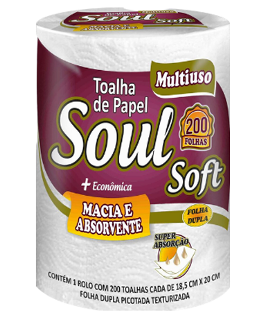 TOALLA DE PAPEL SOUL SOFT 200 PAÑOS HOJA DOBLE